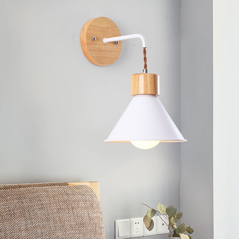 Skørter | Trumpet Metal Wall Lamp Modernism 1 Head Gray/White/Pink Wall Mounted Lighting for Bedside