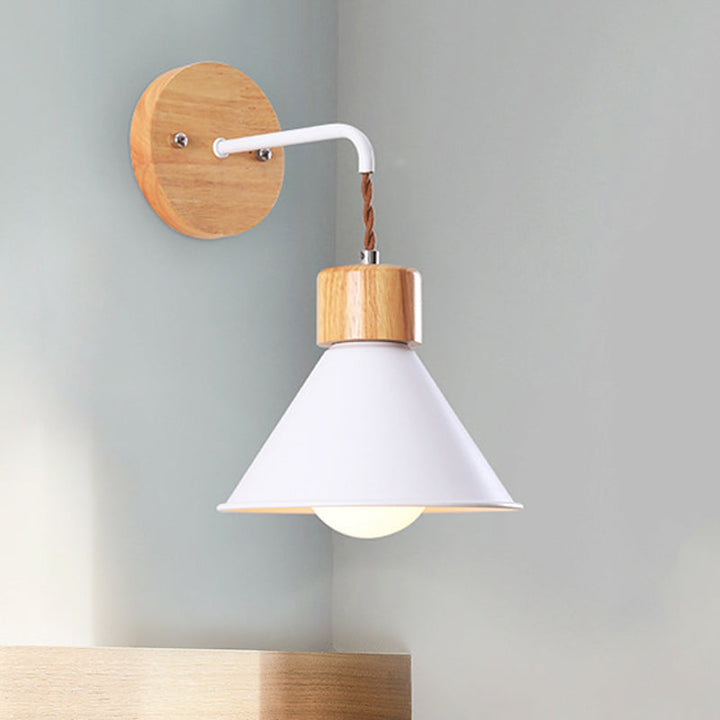 Skørter | Trumpet Metal Wall Lamp Modernism 1 Head Gray/White/Pink Wall Mounted Lighting for Bedside