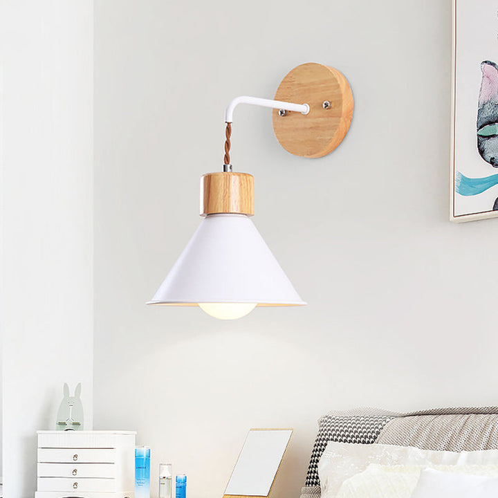 Skørter | Trumpet Metal Wall Lamp Modernism 1 Head Gray/White/Pink Wall Mounted Lighting for Bedside