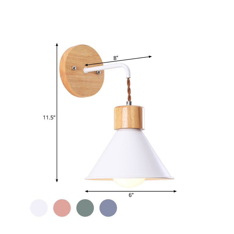 Skørter | Trumpet Metal Wall Lamp Modernism 1 Head Gray/White/Pink Wall Mounted Lighting for Bedside
