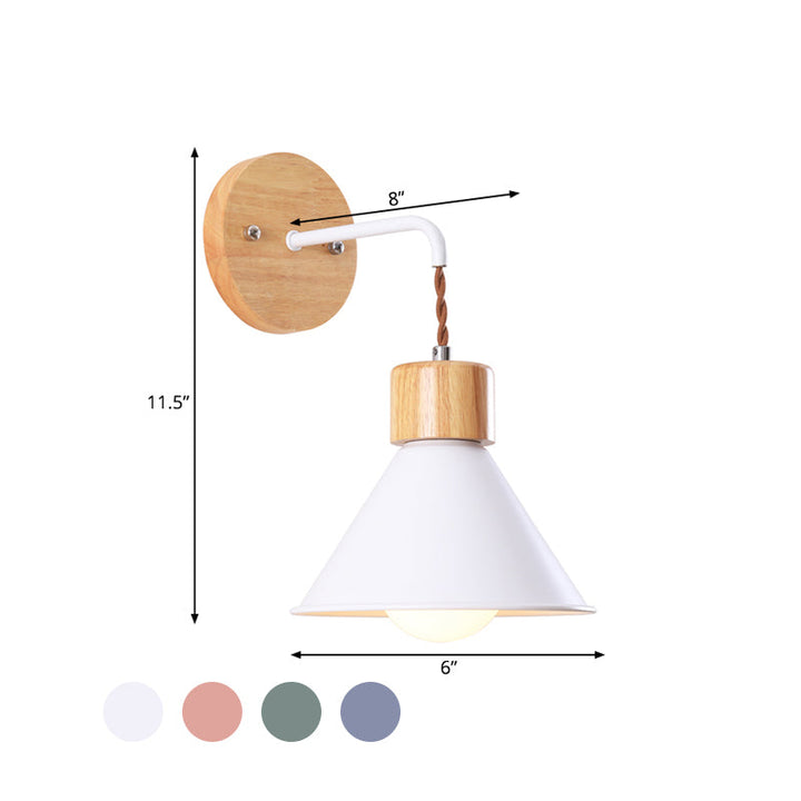 Skørter | Trumpet Metal Wall Lamp Modernism 1 Head Gray/White/Pink Wall Mounted Lighting for Bedside