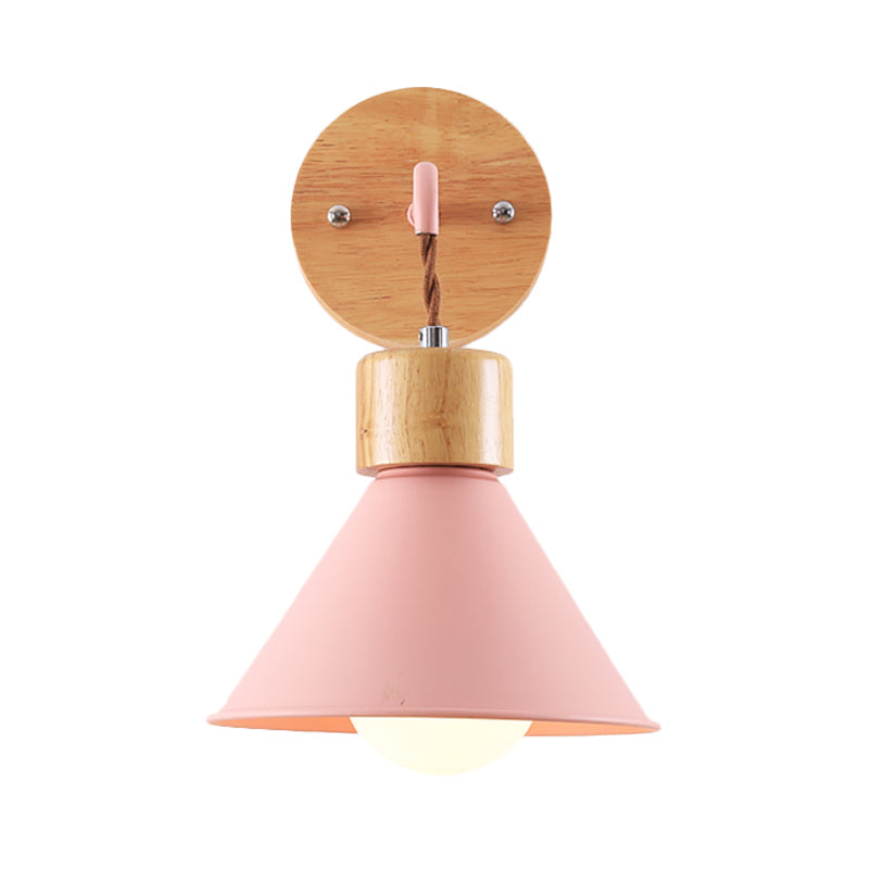 Skørter | Trumpet Metal Wall Lamp Modernism 1 Head Gray/White/Pink Wall Mounted Lighting for Bedside