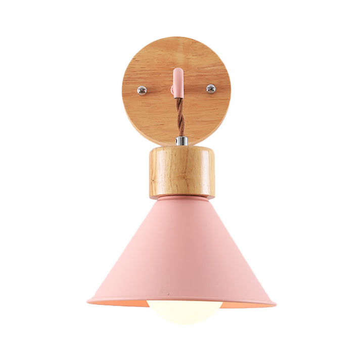 Skørter | Trumpet Metal Wall Lamp Modernism 1 Head Gray/White/Pink Wall Mounted Lighting for Bedside