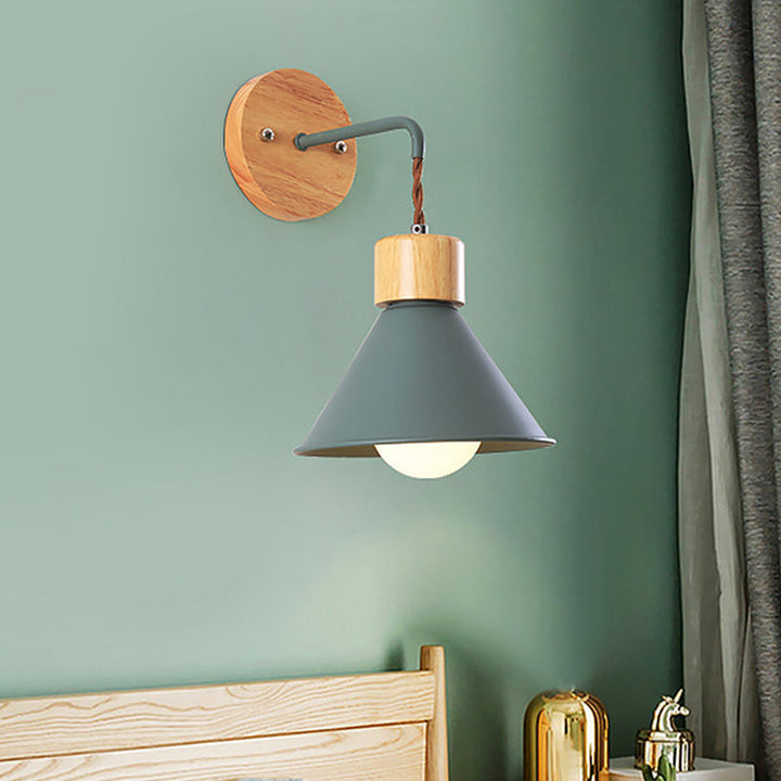 Skørter | Trumpet Metal Wall Lamp Modernism 1 Head Gray/White/Pink Wall Mounted Lighting for Bedside