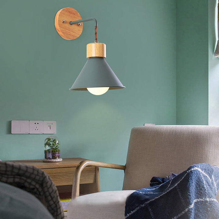 Skørter | Trumpet Metal Wall Lamp Modernism 1 Head Gray/White/Pink Wall Mounted Lighting for Bedside