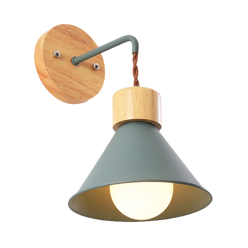 Skørter | Trumpet Metal Wall Lamp Modernism 1 Head Gray/White/Pink Wall Mounted Lighting for Bedside