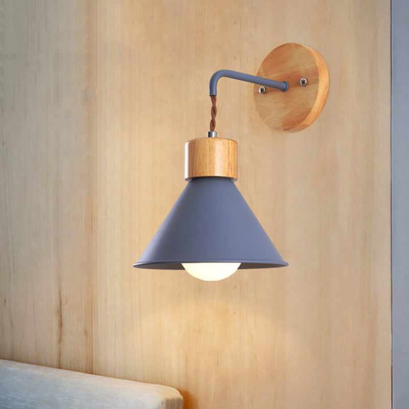 Skørter | Trumpet Metal Wall Lamp Modernism 1 Head Gray/White/Pink Wall Mounted Lighting for Bedside