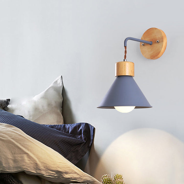 Skørter | Trumpet Metal Wall Lamp Modernism 1 Head Gray/White/Pink Wall Mounted Lighting for Bedside