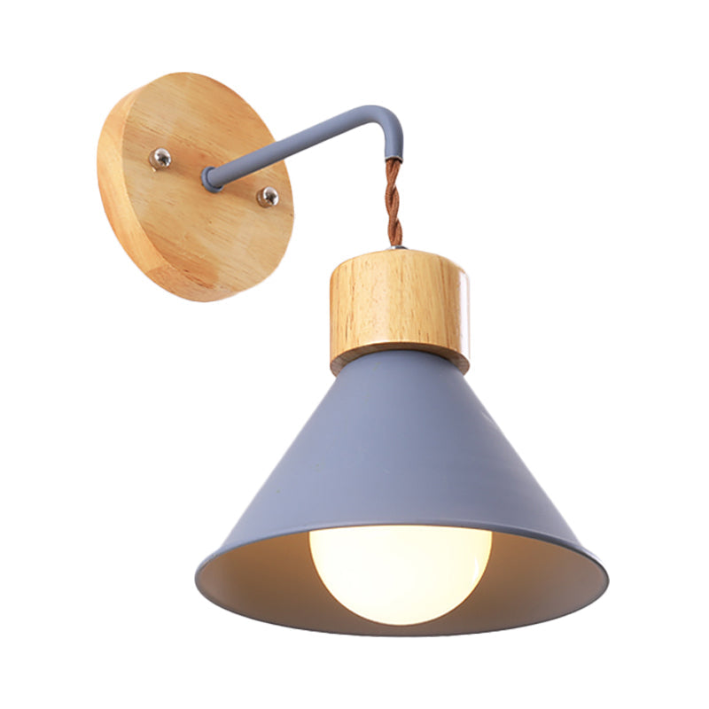 Skørter | Trumpet Metal Wall Lamp Modernism 1 Head Gray/White/Pink Wall Mounted Lighting for Bedside