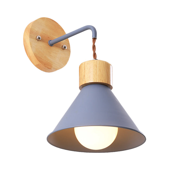 Skørter | Trumpet Metal Wall Lamp Modernism 1 Head Gray/White/Pink Wall Mounted Lighting for Bedside