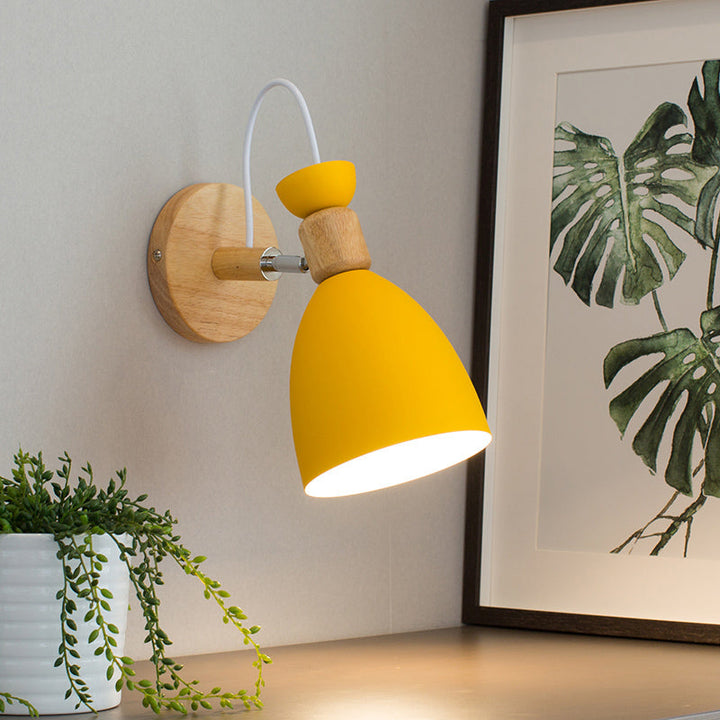 Skørter | Yellow Trumpet Wall Lamp Modernist 1 Head Metal Wall Mount Lighting with Rotating Knot