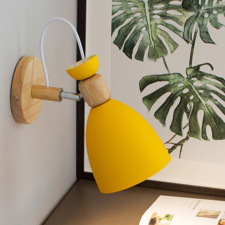 Skørter | Yellow Trumpet Wall Lamp Modernist 1 Head Metal Wall Mount Lighting with Rotating Knot