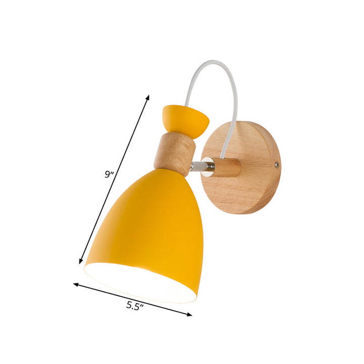 Skørter | Yellow Trumpet Wall Lamp Modernist 1 Head Metal Wall Mount Lighting with Rotating Knot