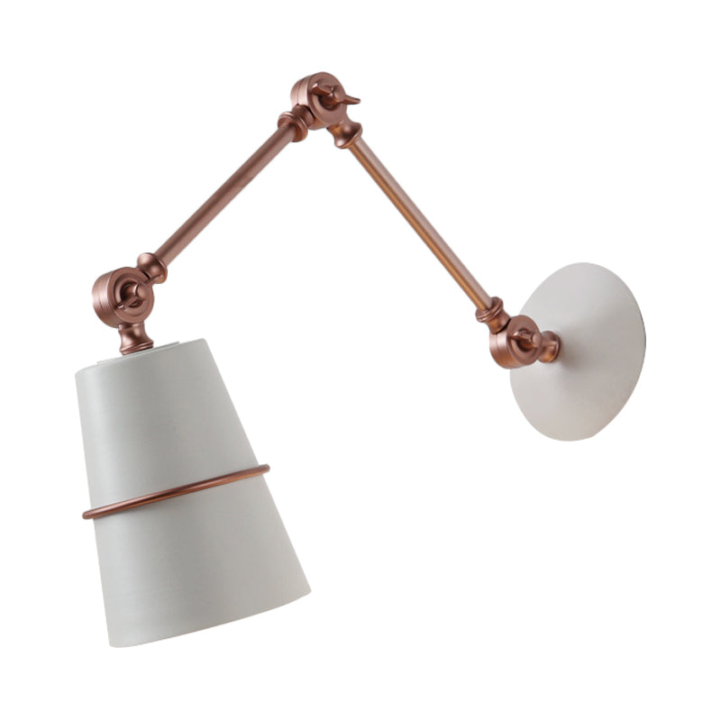 Lisslune | Metallic Conical Wall Light Modernist 1 Head Wall Mounted Lamp in White/Black with Adjustable Arm