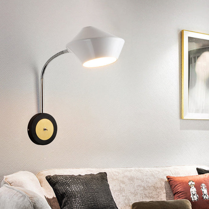 Lisslune | Urn Wall Light Contemporary Metal 1-Bulb Wall-Mounted Lighting in Black and White