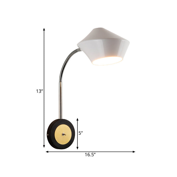 Lisslune | Urn Wall Light Contemporary Metal 1-Bulb Wall-Mounted Lighting in Black and White