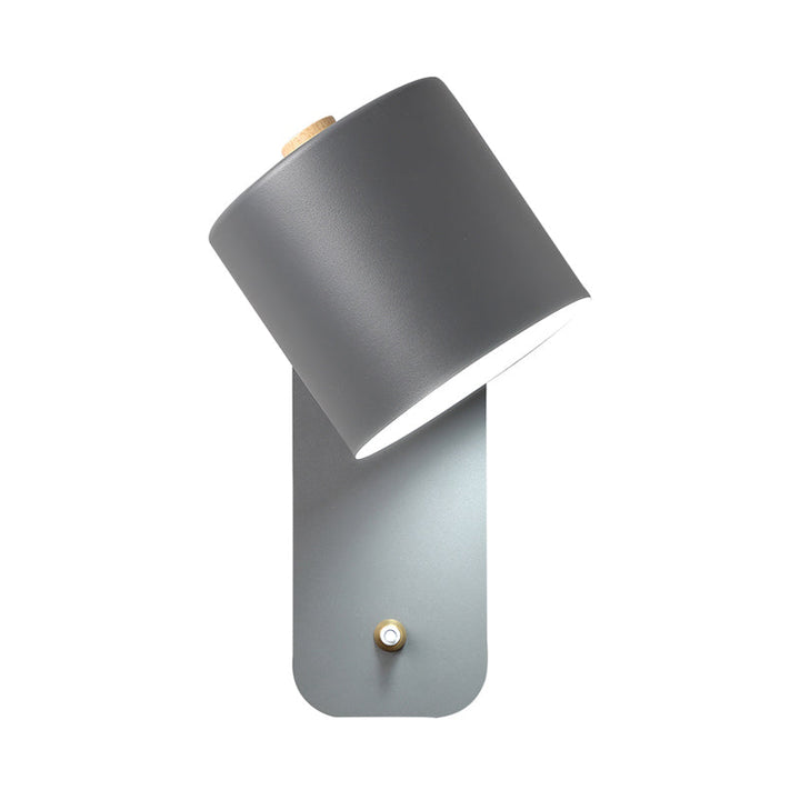 Lisslune | 1 Bulb Tube Wall Sconce Modernist Metal Wall Lighting Fixture in Gray/Green with Rectangular Back Plate