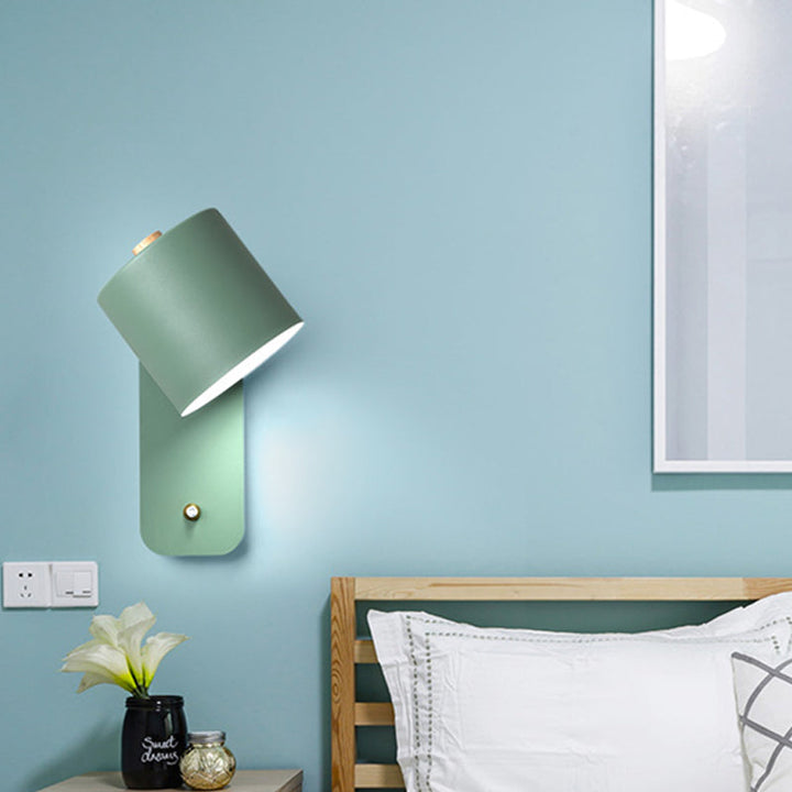 Lisslune | 1 Bulb Tube Wall Sconce Modernist Metal Wall Lighting Fixture in Gray/Green with Rectangular Back Plate