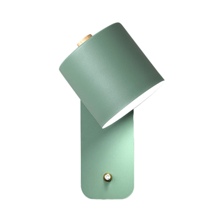 Lisslune | 1 Bulb Tube Wall Sconce Modernist Metal Wall Lighting Fixture in Gray/Green with Rectangular Back Plate