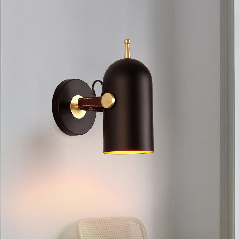 Lisslune | 1 Bulb Stair Wall Lamp Modern Black LED Wall Lighting with Extended Dome Iron Shade