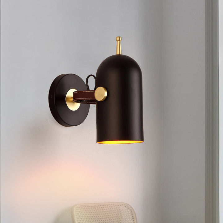 Lisslune | 1 Bulb Stair Wall Lamp Modern Black LED Wall Lighting with Extended Dome Iron Shade