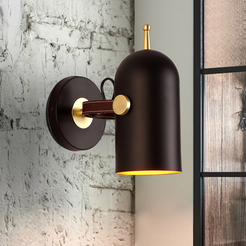 Lisslune | 1 Bulb Stair Wall Lamp Modern Black LED Wall Lighting with Extended Dome Iron Shade