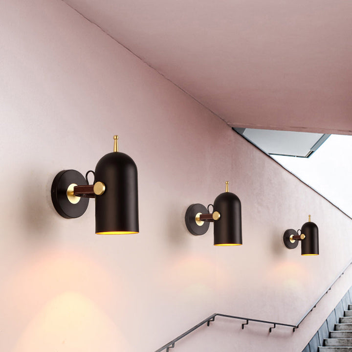 Lisslune | 1 Bulb Stair Wall Lamp Modern Black LED Wall Lighting with Extended Dome Iron Shade