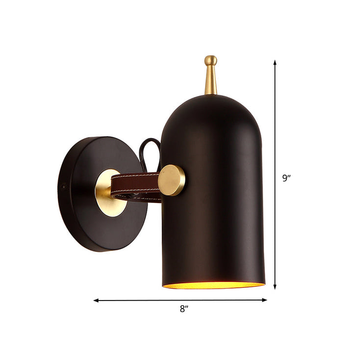 Lisslune | 1 Bulb Stair Wall Lamp Modern Black LED Wall Lighting with Extended Dome Iron Shade