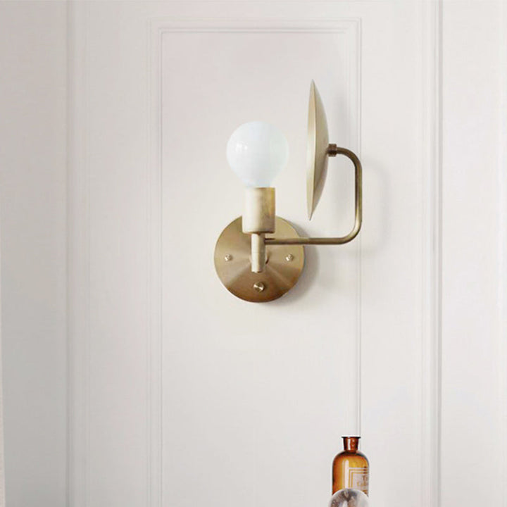 Lisslune | Modern Bare Bulb Metal Wall Lamp 1 Head LED Wall Light Fixture in Gold for the Living Room