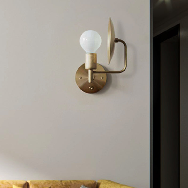 Lisslune | Modern Bare Bulb Metal Wall Lamp 1 Head LED Wall Light Fixture in Gold for the Living Room