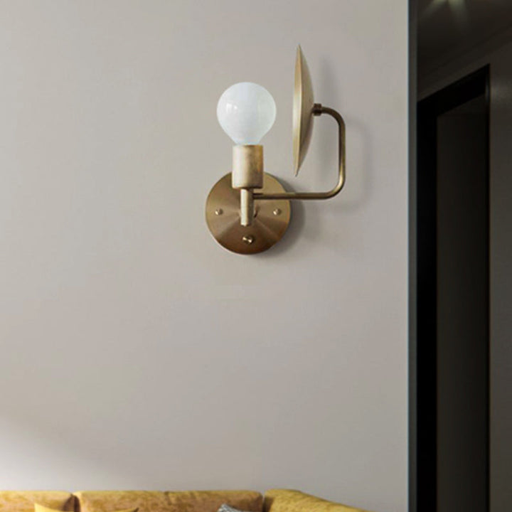 Lisslune | Modern Bare Bulb Metal Wall Lamp 1 Head LED Wall Light Fixture in Gold for the Living Room