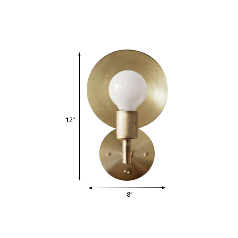 Lisslune | Modern Bare Bulb Metal Wall Lamp 1 Head LED Wall Light Fixture in Gold for the Living Room