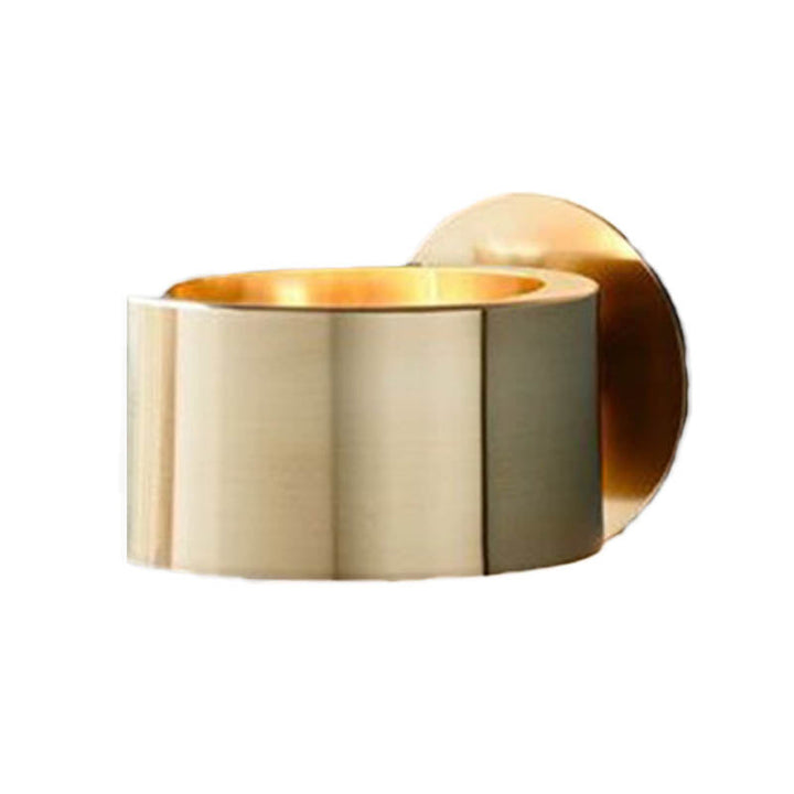 Skørter | Drum Rod Mounted Light Minimalist Metal 1 Head Living Room Wall Lighting Fixture in Gold