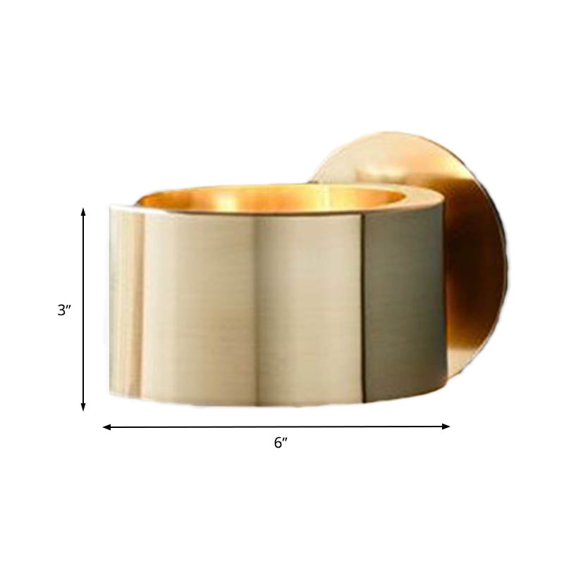 Skørter | Drum Rod Mounted Light Minimalist Metal 1 Head Living Room Wall Lighting Fixture in Gold