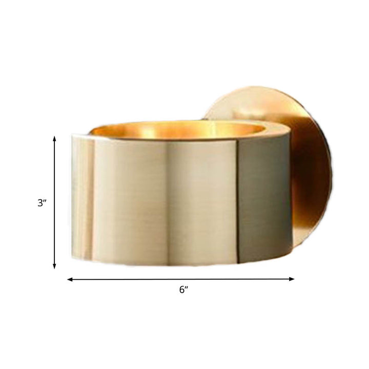Skørter | Drum Rod Mounted Light Minimalist Metal 1 Head Living Room Wall Lighting Fixture in Gold