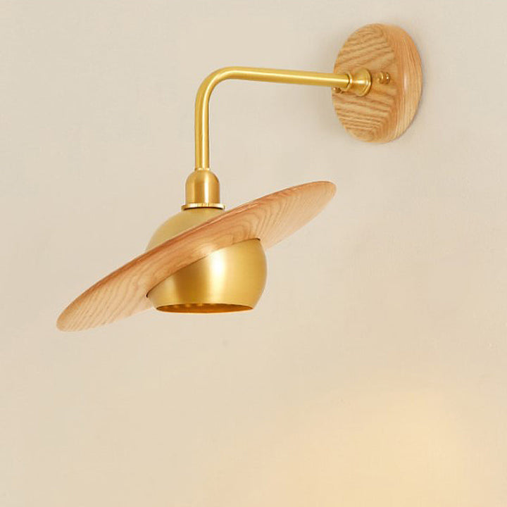 Skørter | Wooden Ball Wall Lighting Fixture Asian Single-Head Metal Wall Mount Light for Bedroom