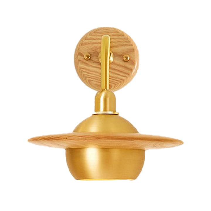 Skørter | Wooden Ball Wall Lighting Fixture Asian Single-Head Metal Wall Mount Light for Bedroom