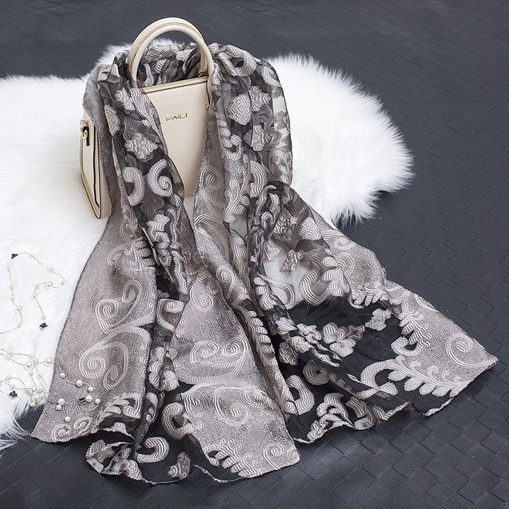 Lisslune | Silk scarf with cut flowers hollow motif