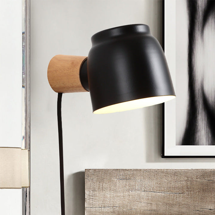 Skørter | Asian Dome Wall Light Wood 1 Head Bed Wall Lighting Unit in Black