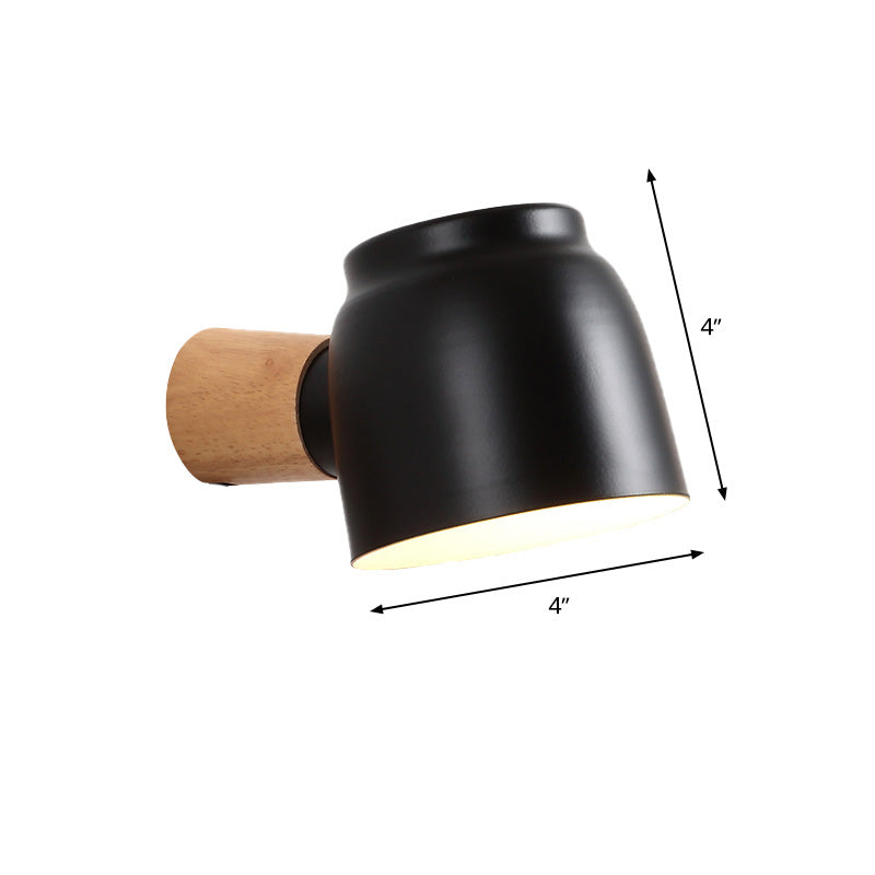Skørter | Asian Dome Wall Light Wood 1 Head Bed Wall Lighting Unit in Black