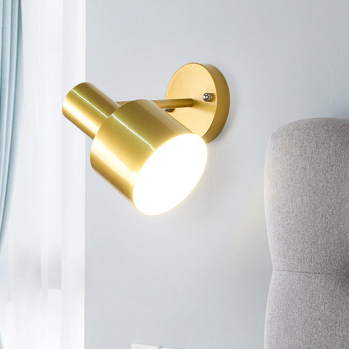 Lisslune | Simplicity 1-Bulb Wall Lighting Gold/Rose Gold Cylinder Wall Light with Metal Shade for the Bedroom