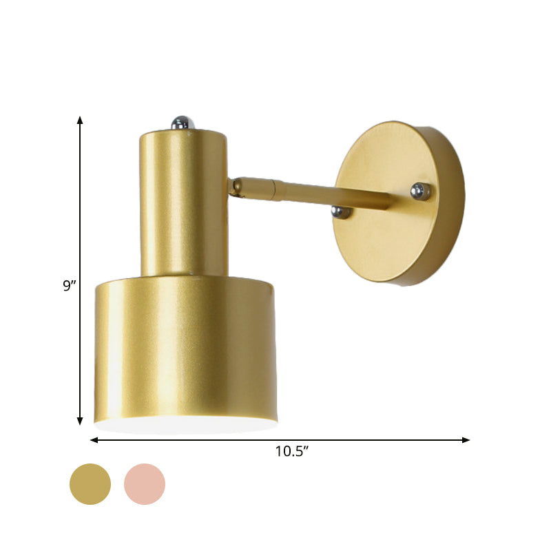 Lisslune | Simplicity 1-Bulb Wall Lighting Gold/Rose Gold Cylinder Wall Light with Metal Shade for the Bedroom