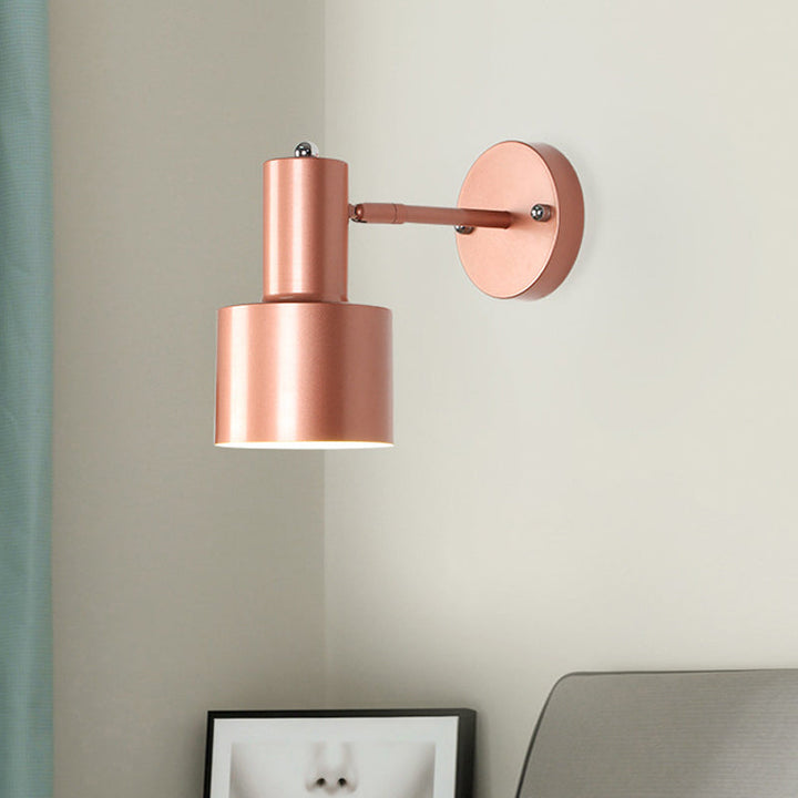 Lisslune | Simplicity 1-Bulb Wall Lighting Gold/Rose Gold Cylinder Wall Light with Metal Shade for the Bedroom