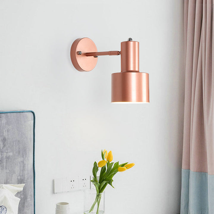 Lisslune | Simplicity 1-Bulb Wall Lighting Gold/Rose Gold Cylinder Wall Light with Metal Shade for the Bedroom