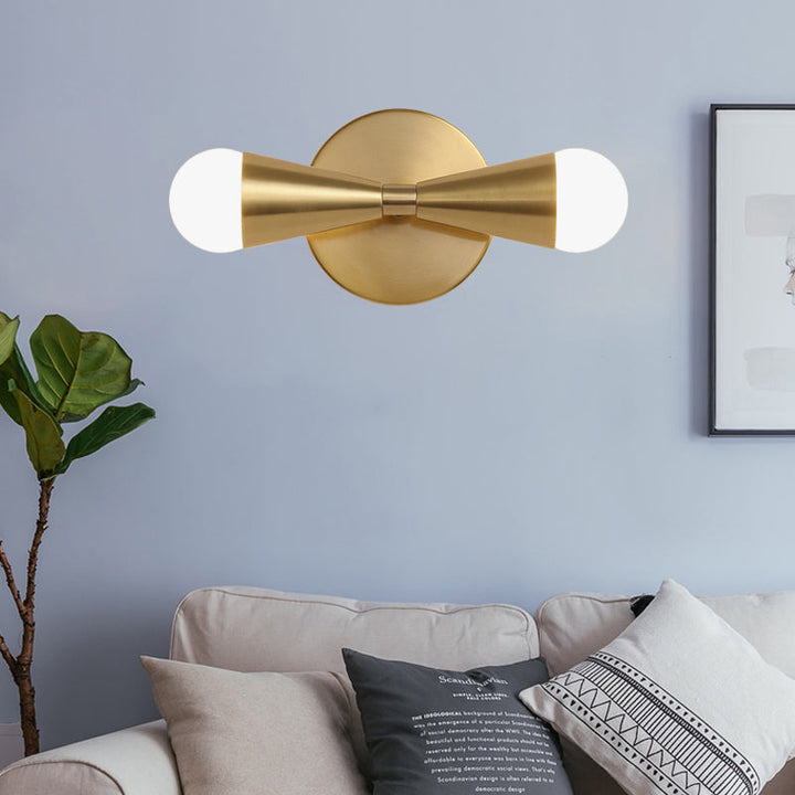 Lisslune | Metallic Extendable Wall Light Minimalism 2 Lights Brass Wall Lighting Idea for Living Room