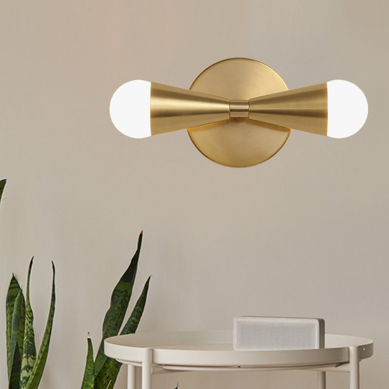 Lisslune | Metallic Extendable Wall Light Minimalism 2 Lights Brass Wall Lighting Idea for Living Room