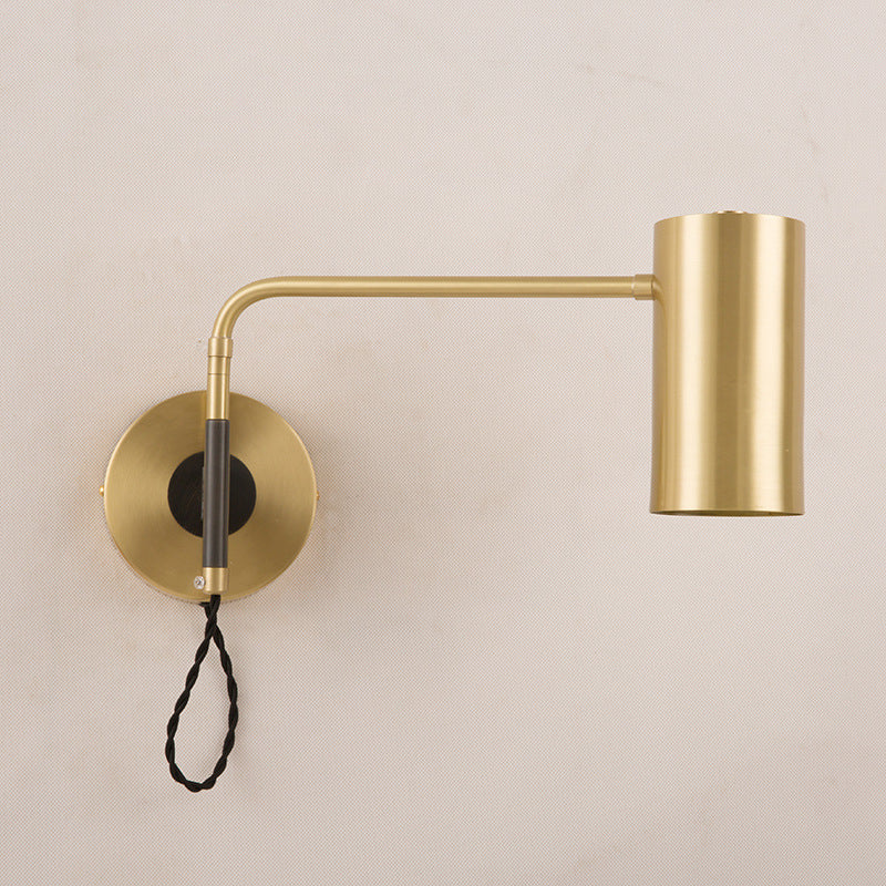 Skørter | Contemporary 1-Light Wall Lighting Black/Brass Cylinder Wall Lamp with Metal Shade for Bedroom