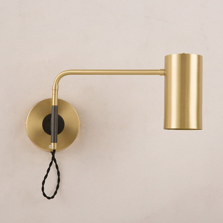 Skørter | Contemporary 1-Light Wall Lighting Black/Brass Cylinder Wall Lamp with Metal Shade for Bedroom