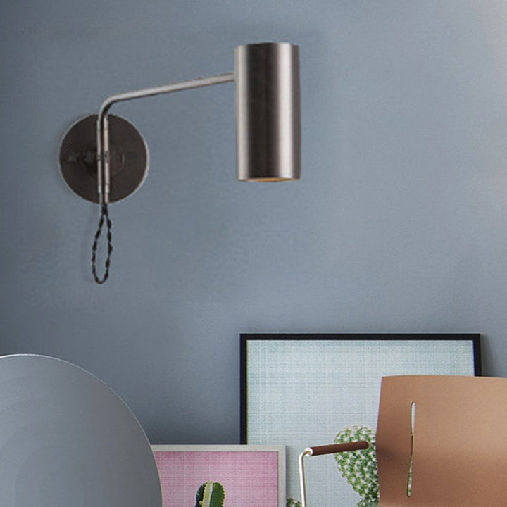 Skørter | Contemporary 1-Light Wall Lighting Black/Brass Cylinder Wall Lamp with Metal Shade for Bedroom