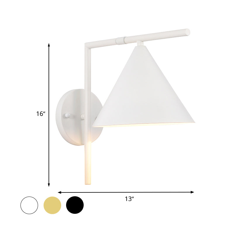Lisslune | Conical Wall Application Lighting Contemporary Metal 1 Head Black/White/Gold Wall Lamp for Bedroom